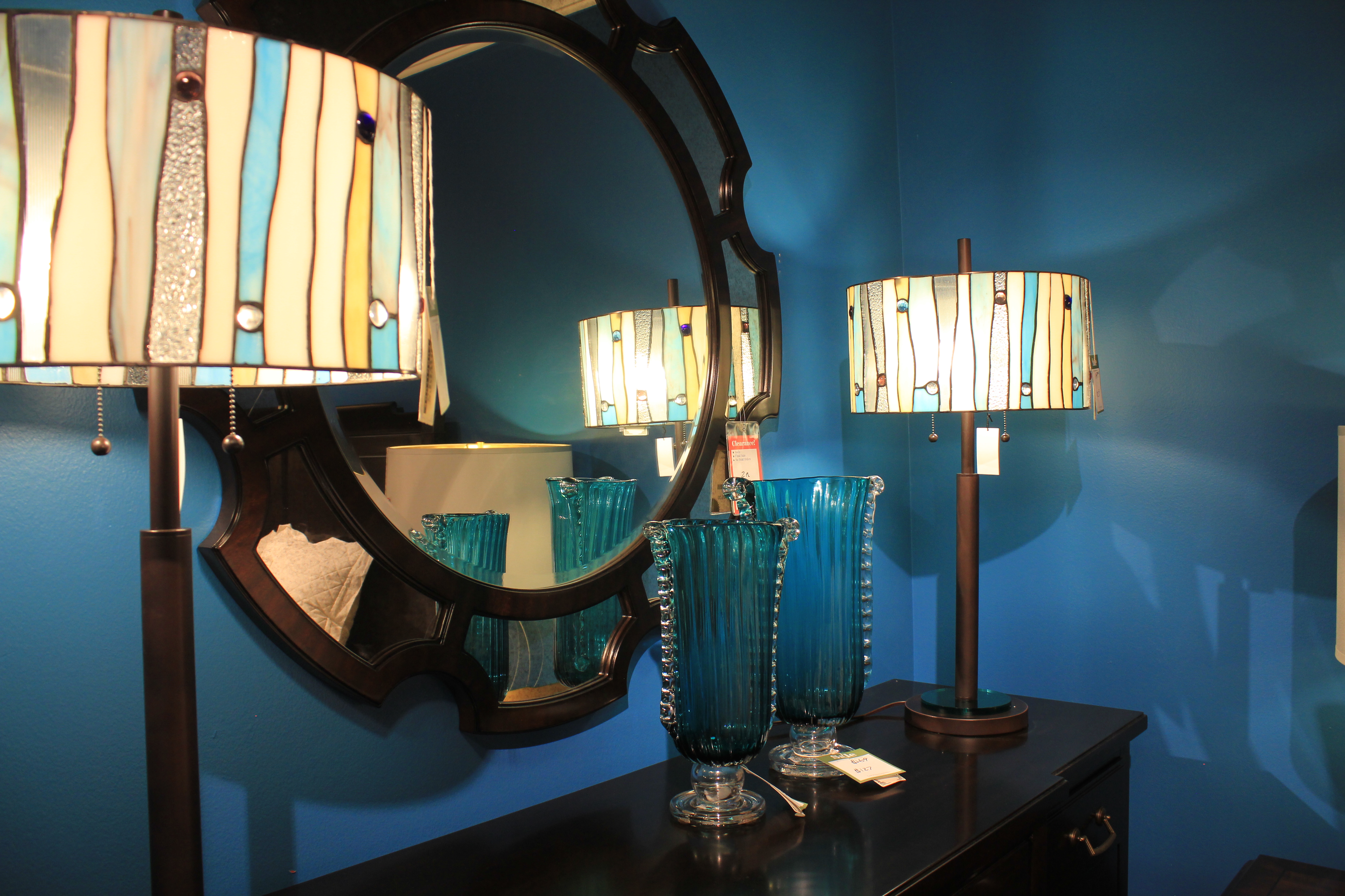Table lamps with stained glass shades