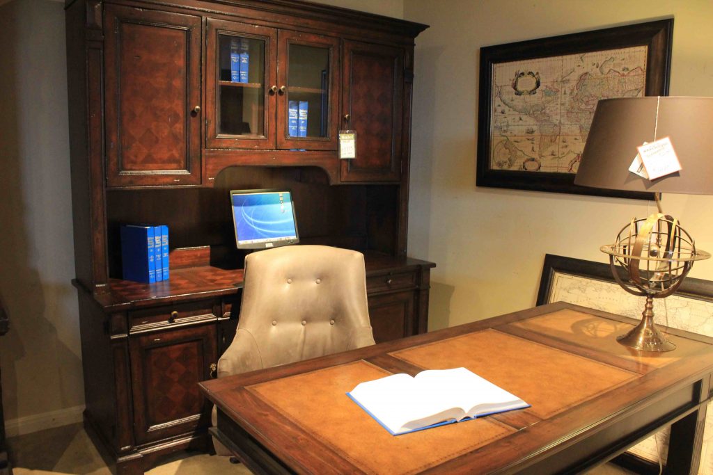 Comfortable cream-colored leather office chair