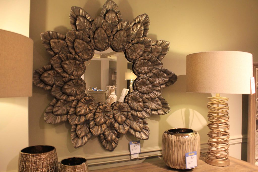 Brown circular mirror