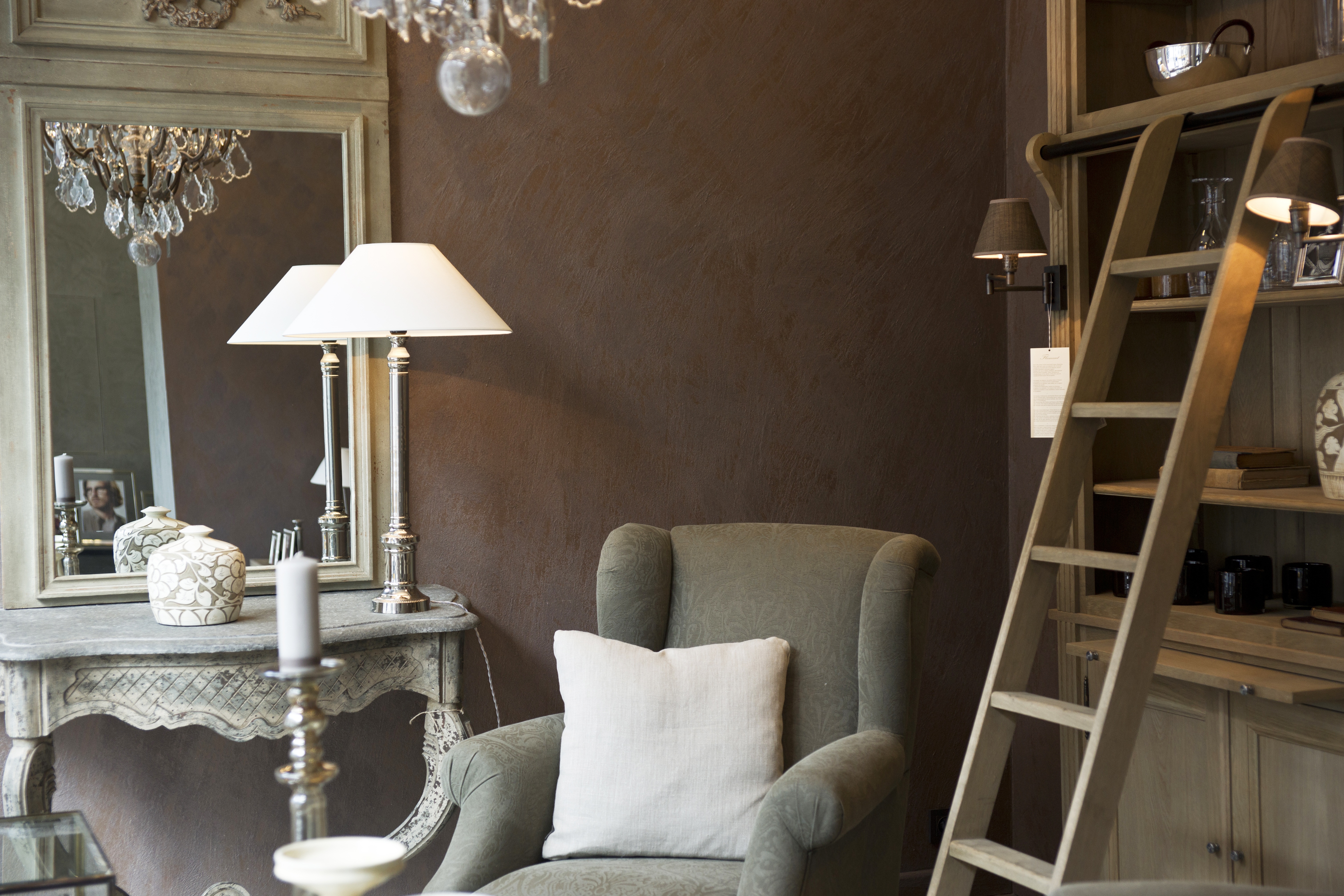 french country-inspired reading nook
