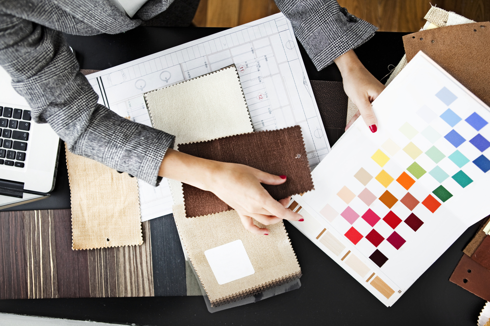 interior designer picking out samples