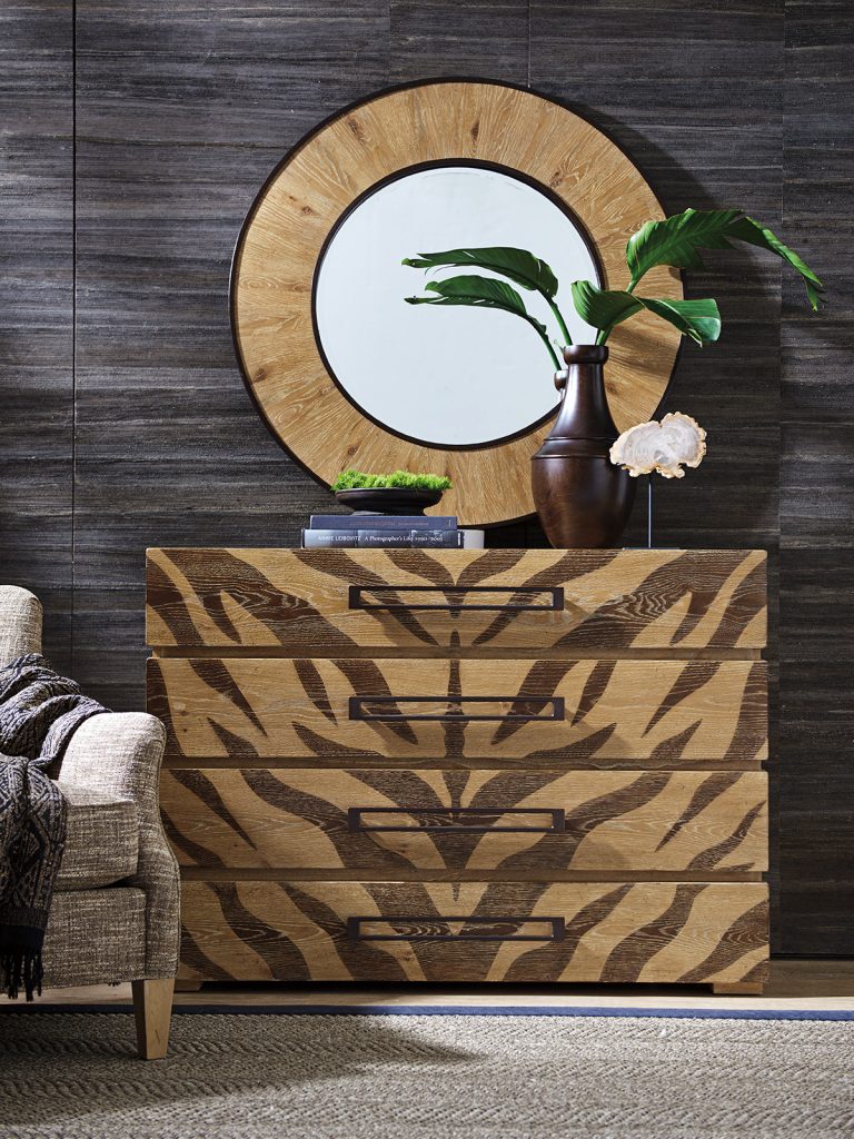 Bring the latest fashion trends into your home with wild prints, like this dresser